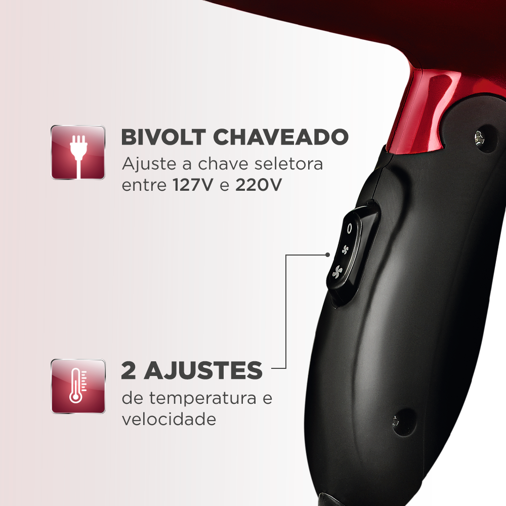 Secador De Cabelos Mondial Max Travel Sc-10 Bivolt 1200W Secador De Cabelos Mondial Max Travel Sc-10 Bivolt 1200W